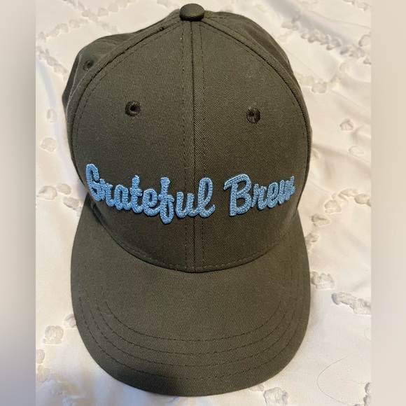 Grateful Brew SnapBack Baseball Hat - Gray With Blue Embroidered Letters - Picture 2 of 11